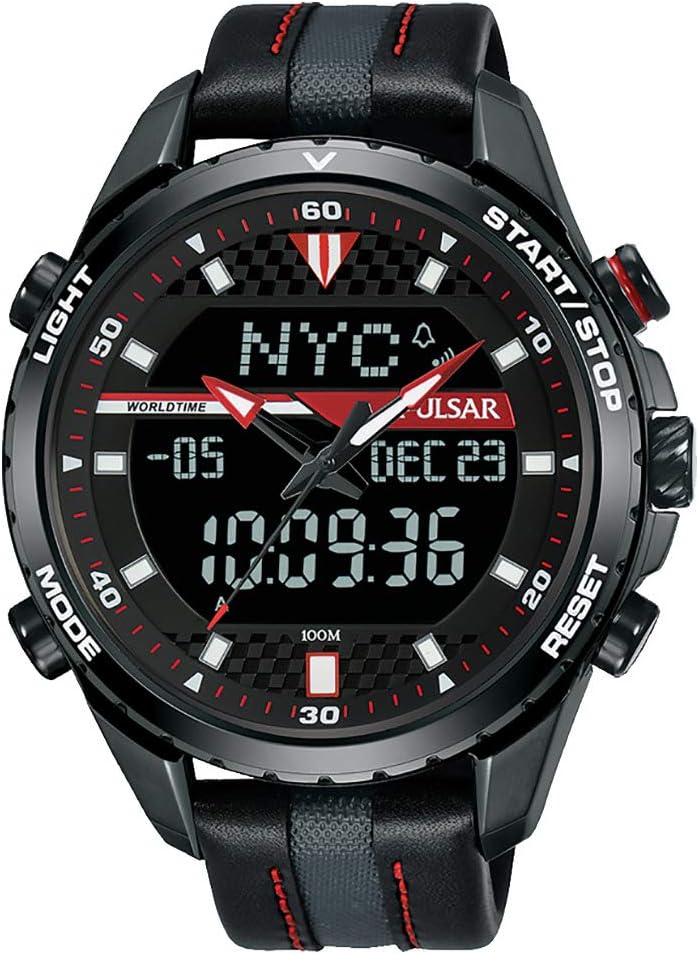 Pulsar Men's Analogue Digital Quartz Watch with Leather Strap PZ4035X1, Strap