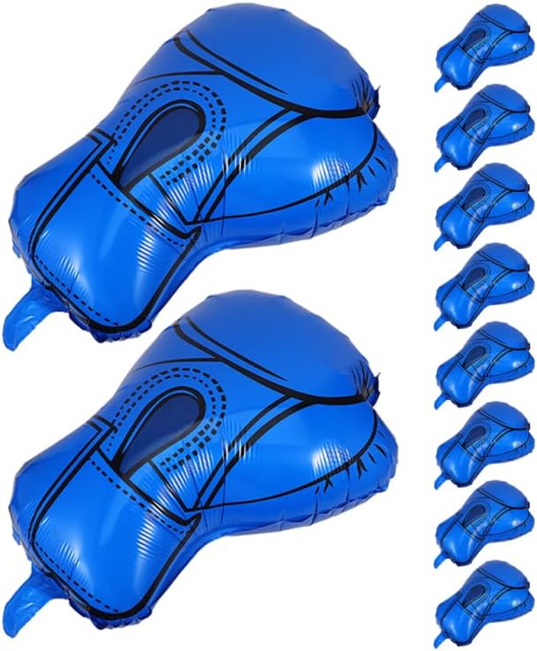 Amosfun 10Pcs Boxing Gloves Foil Balloons Aluminum Party Decorations for Boys Birthday Wrestling Theme Celebrations Self Sealing for Sports Events image 3