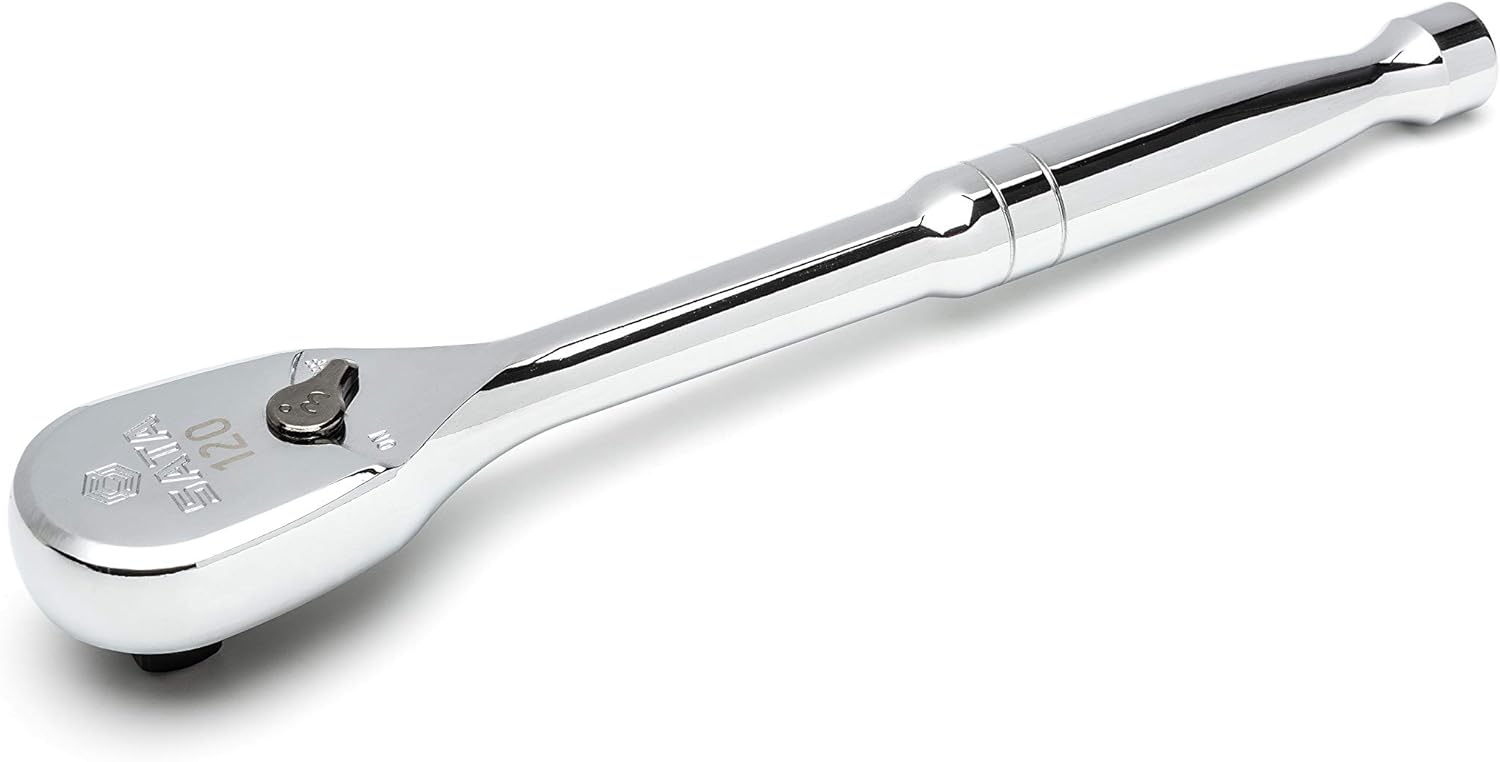 SATA 1/2-Inch Drive 120P Professional Ratchet with Dual-Pawl 60-Tooth Teardrop Head and 3-Degree Swing Arc,…