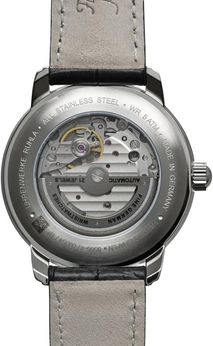 Zeppelin Z85664 Mens Friedrichshafen Leather Strap Silver Open Heart Dial Automatic Watch