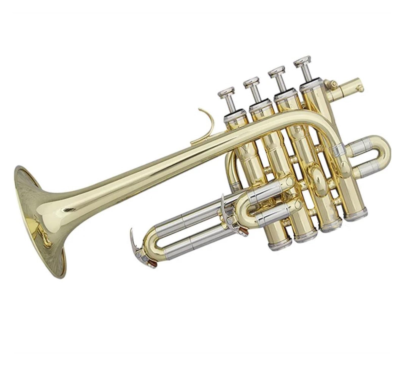 Professionell Trompete Professionelle hochwertige Bb-Piccolo-Trompete aus Messing gold- und silberfarben lackierter Trompetenkolben aus hochwertiger Legierung