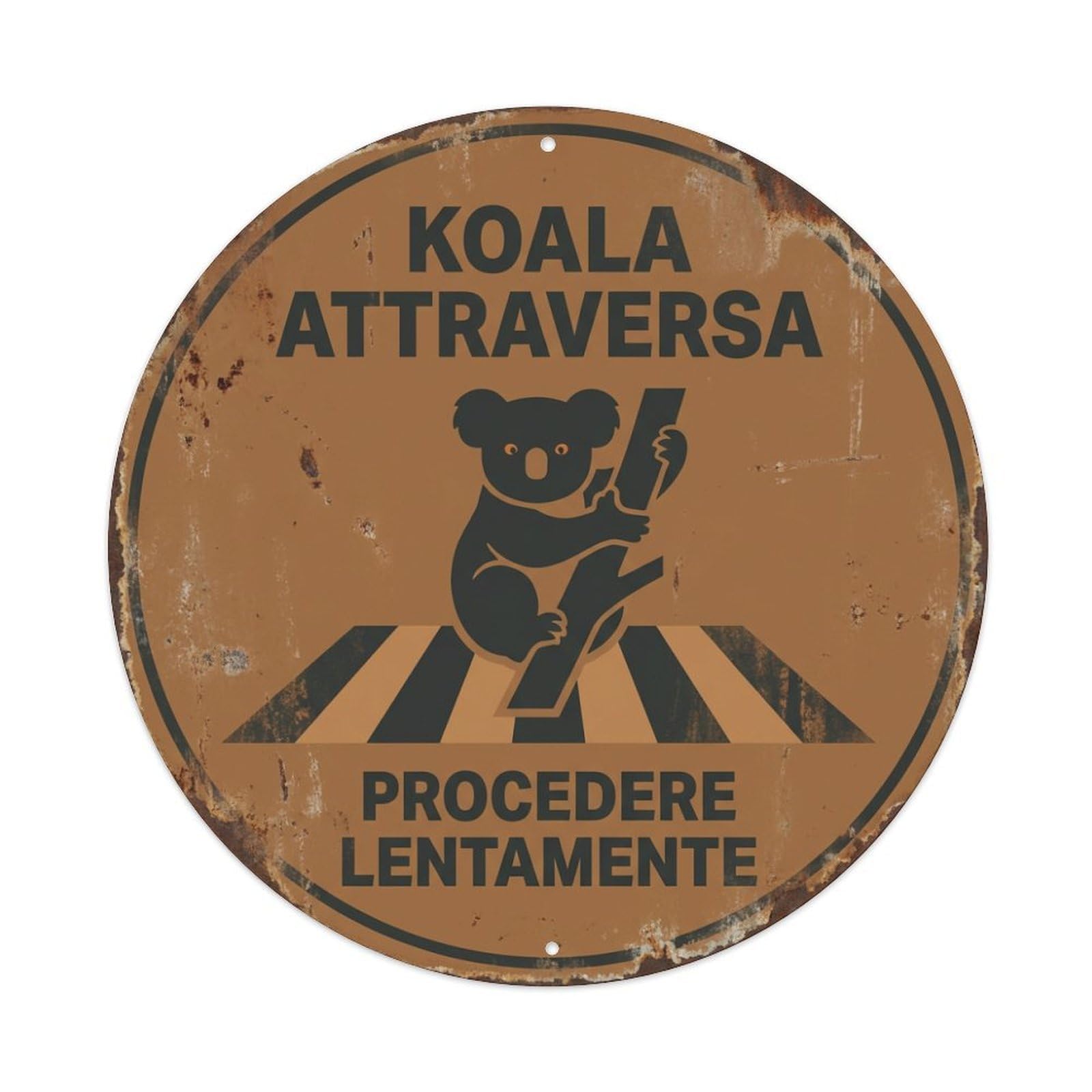 Metal Tin Sign Koala Crossing Procedere Lentamente Quaint