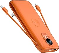 Vista 14 de Portable Charger, 10000mAh 22.5W Fast Charging Power Bank with Built in Cable & Wall Plug, Travel Essential Battery Pack with LED Display, External