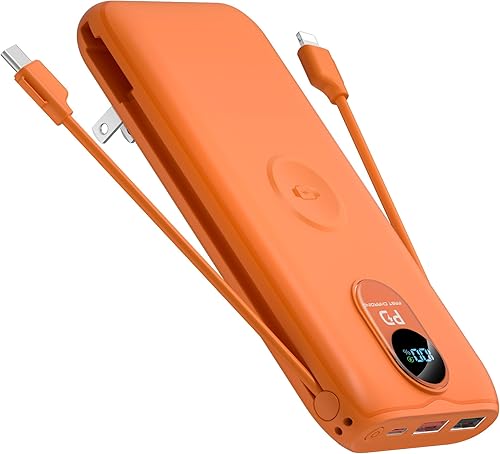 Miniatura 14 de Portable Charger, 10000mAh 22.5W Fast Charging Power Bank with Built in Cable & Wall Plug, Travel Essential Battery Pack with LED Display, External