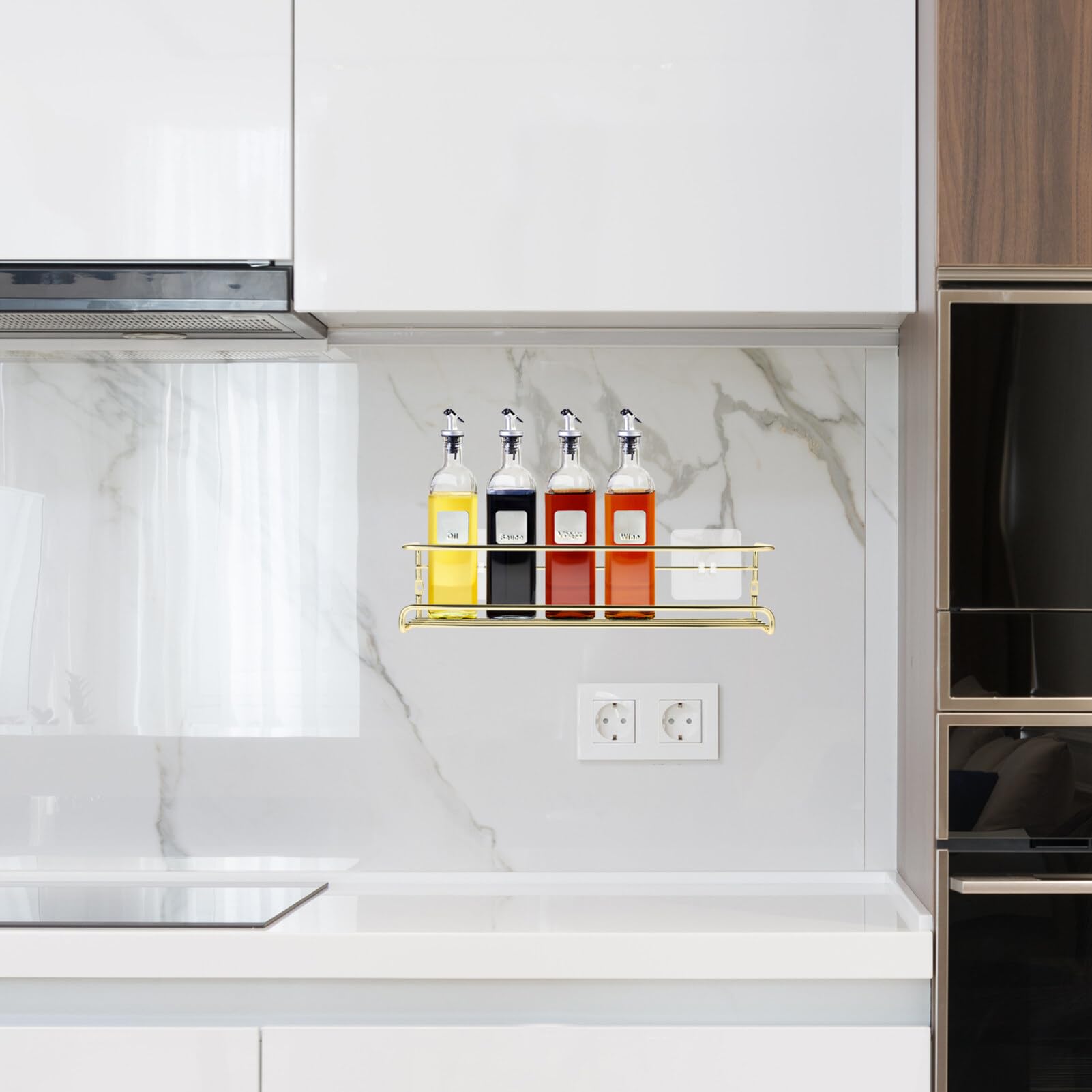 Kichvoe 1set Mensola Da Cucina Per Spezie Organizer Da Parete Per Riporre Condimenti e Utensili Perfetta Per Cucine e Bagni e Resistente Lucido