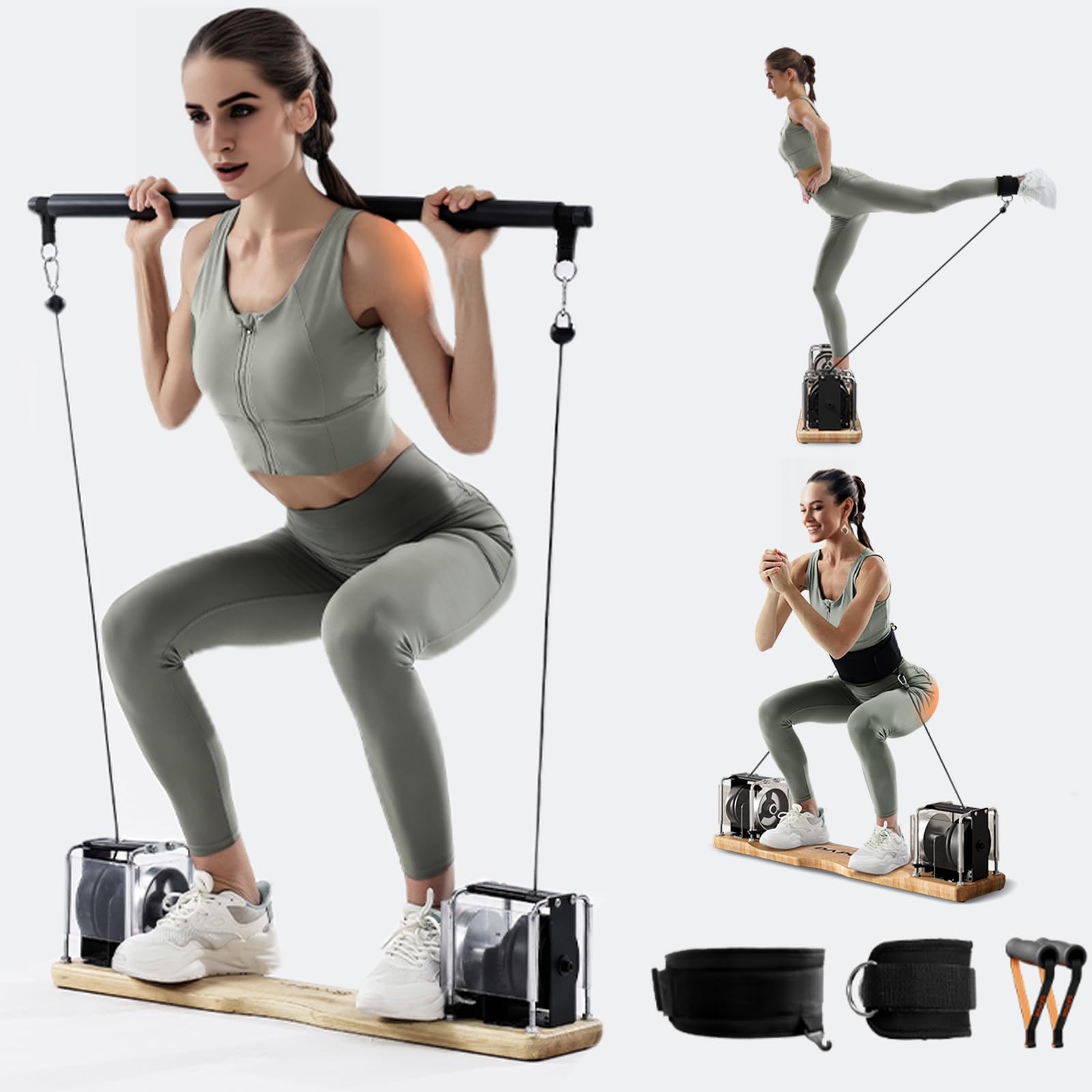 Dispositivo de Fitness portátil – Sistema de Entrenamiento de Fuerza Todo en uno con Resistencia Ajustable (7-17 kg), 4 Modos, Entrenamiento de Cuerpo Completo, diseño Compacto para hogar y Viajes