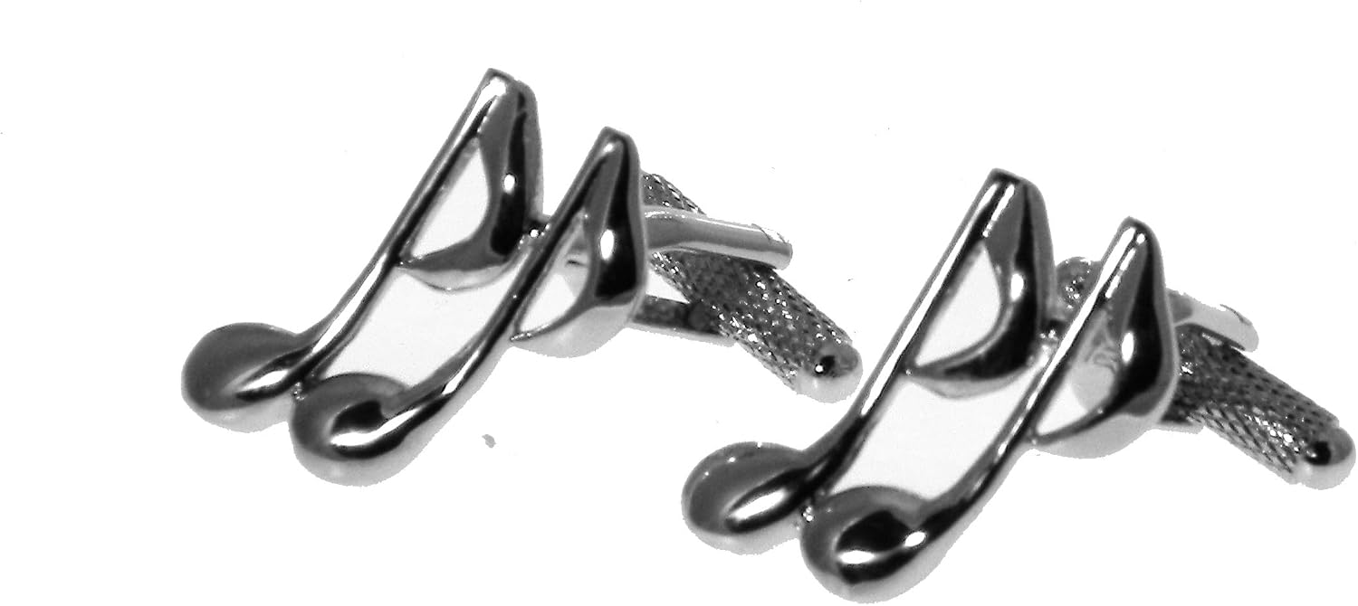 Music Notes Cufflinks - Rhodium Plated