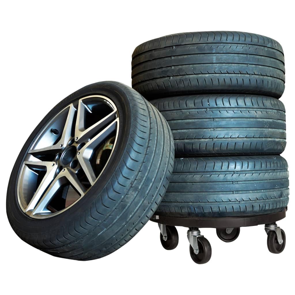 Lot de 5 roulettes pour plantes de 40 cm de diamètre, noir, capacité de charge de 275 kg, en polypropylène et acier, roulettes à 360 degrés, pour balcon, terrasse, jardin, salon, intérieur et