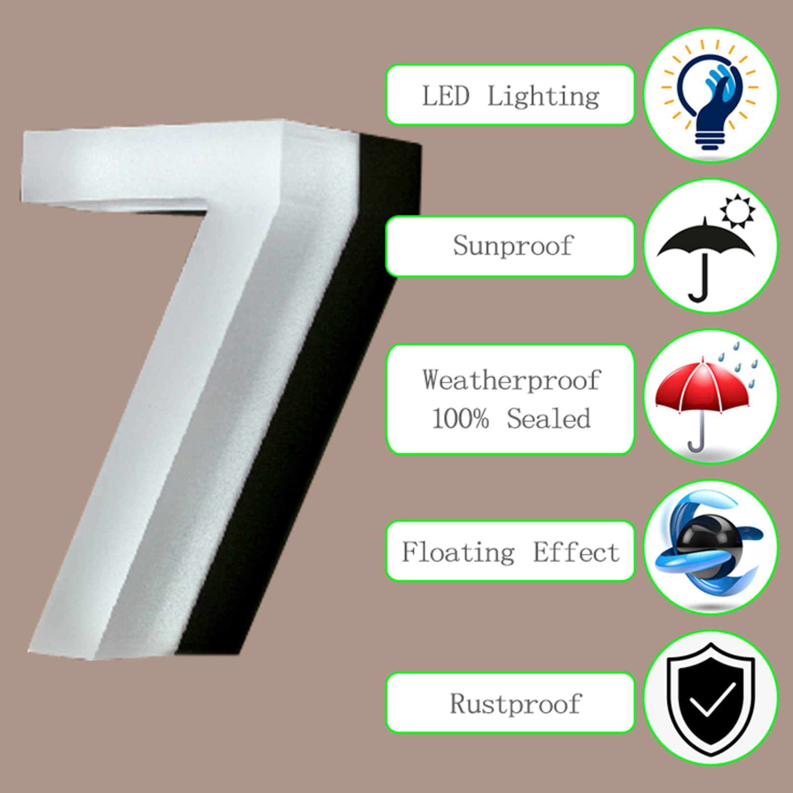 Insegne Per Indirizzi Di Case Illuminate A LED 18" Numeri Civici Illuminati Moderni In Acrilico Per Esterni Numeri Di Indirizzi Illuminati Per Case Luce Bianca