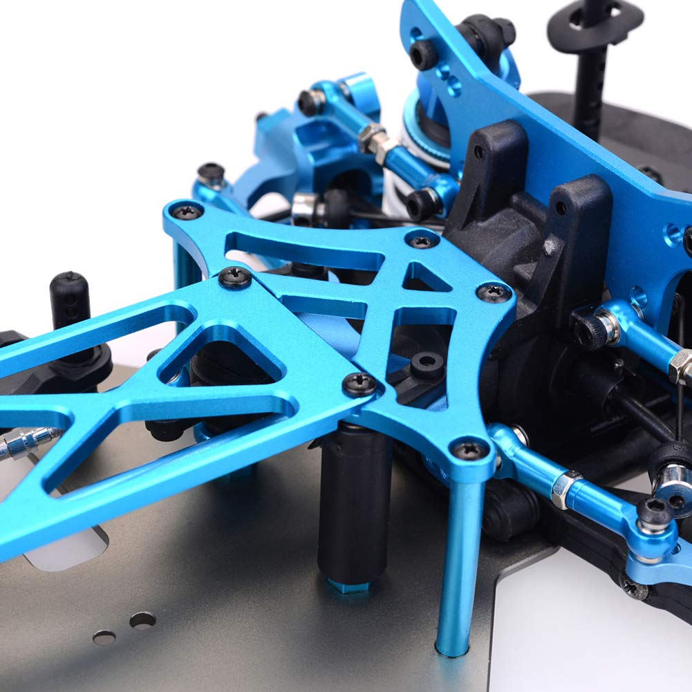 Changor Zestaw Podwozia Samochodu RC Rama Samochodu RC Rama Turystycznego 1/10 4WD W Pełni Zmontowane Podwozie ze Stopu Aluminium Wypełnione Olejem Regulowane Amortyzato (Czarny)