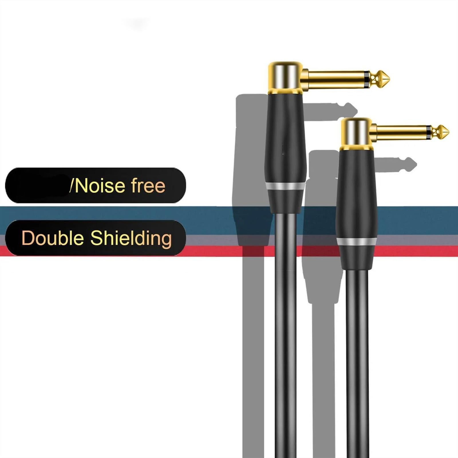 TSTS Zusätzliches Audiokabel 6,5 Mm TS-Instrumentenkabel 1/4 Zoll Rechtwinklig Für Rechten Winkel Audiokabel Für E-Gitarre Und Bass Für Keyboard Mixer Verstärker(TS,10m)