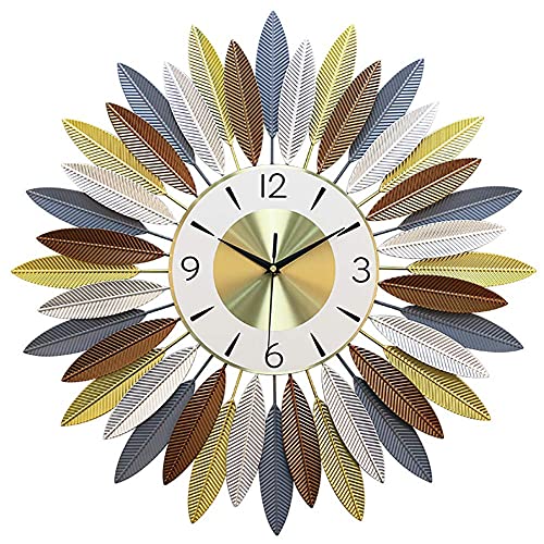 Horloge Silencieuse Métal Feuille Contre Murs Vides Horloge Murale Salon