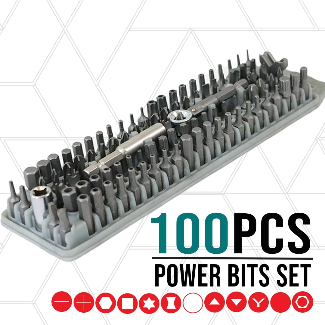 BOXERTOOL 100 piece Tamper Proof & Security Hex Bit Set 1/4" - Magnetic, Tamper Resistant, SAE Hex, Metric Hex and Star Bits - Torx, Spanner, and Tri-Wing - Compact All In One Bit Set