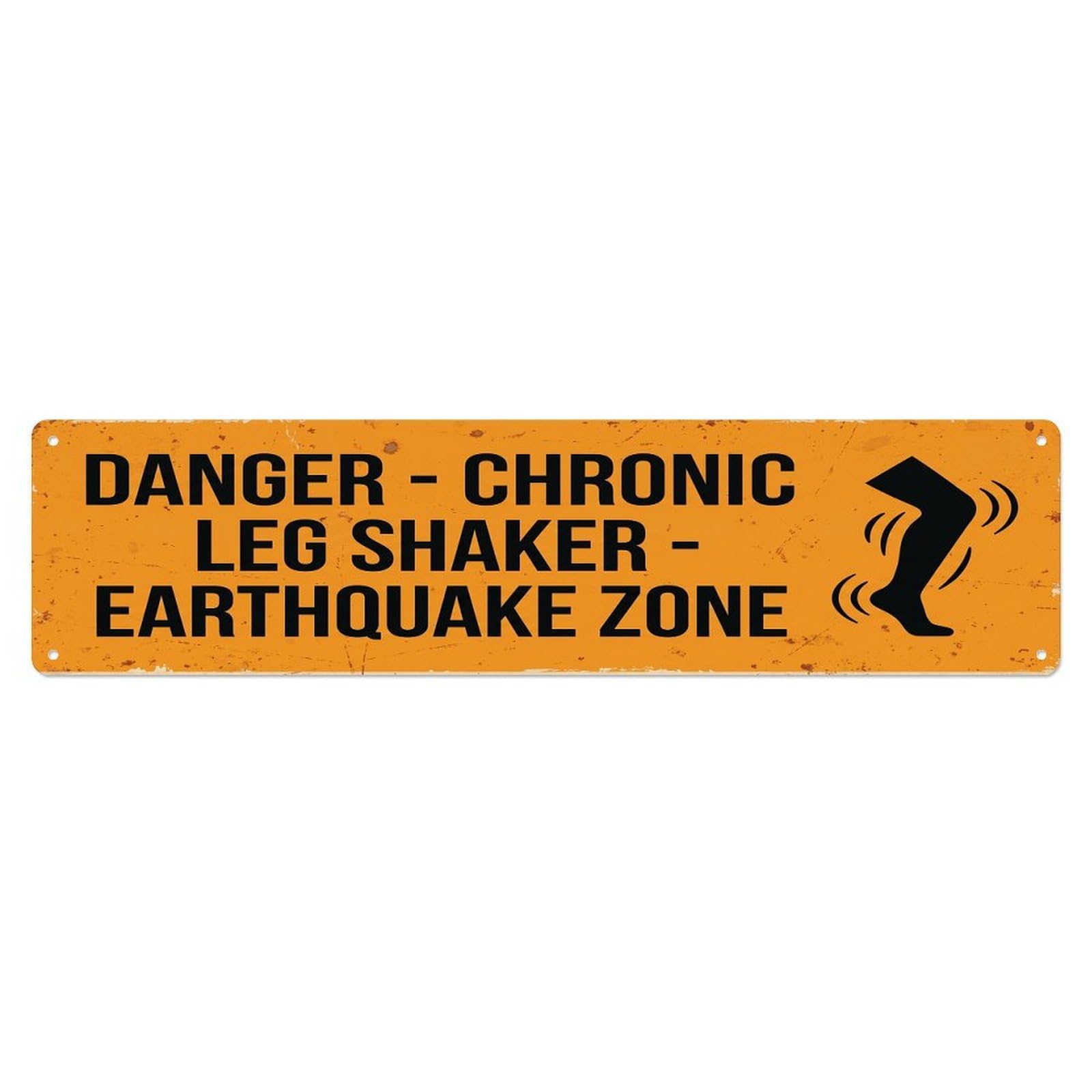 Olhnbad 4X16inch(10X40cm) Vintage Funny Danger Chronic Leg Shaker Warning Metal Tin Sign