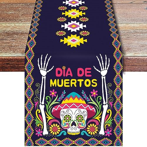 Mexican Day Of The Dead Table Runner Mexico Dia De Los...