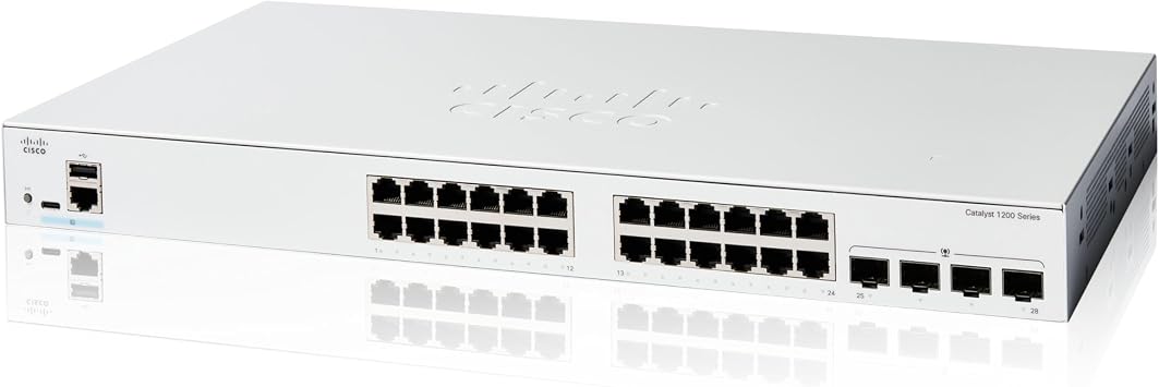 Cisco Catalyst 1200-24T-4G Smart Switch, 24 Port GE, 4x1GE SFP, Limited Lifetime Protection C1200-24T-4G