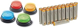 Learning Resources Lights and Sounds Buzzers, set of 4 & Amazon Basics AAA Performance Alkaline Batteries [Pack of 20] - Packaging May Vary