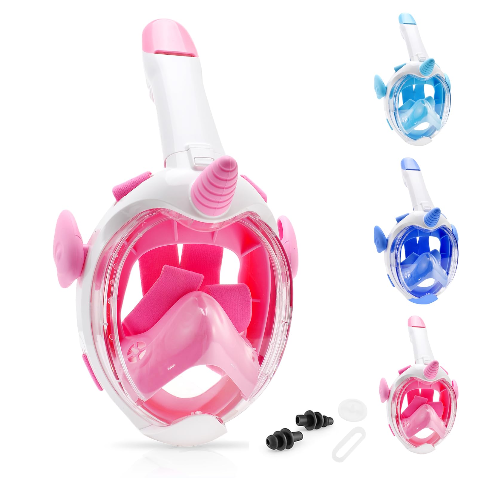 Schnorchelmaske Kinder, Tauchmaske Vollgesichtsmaske für Kinder 4-12 Jahre, 180° HD Anti-Beschlag Anti-Leck, Vollmaske Taucherbrille Tauchermaske, Snorkeling Mask Wasserspielzeug