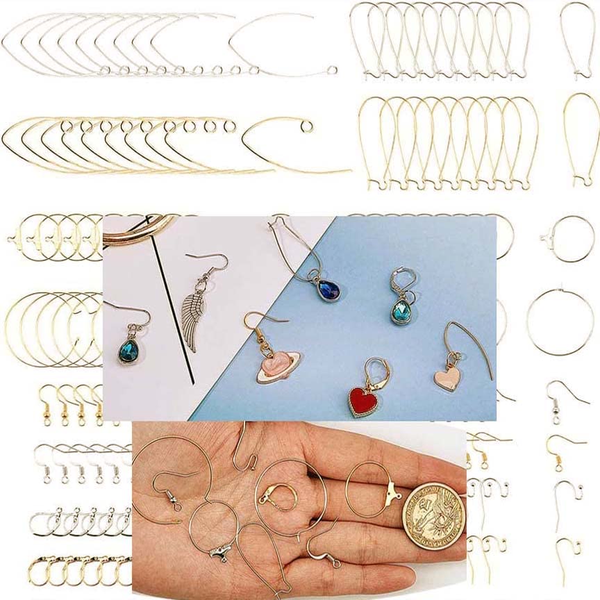 DIY Crafts (90 Pcs, Gold) Kidney Ear Wires Lever Back Beading Hoop Earring Findings Fish French Earring Hook Earwire for DIY Dangle Earrings Jewelry Making Hypoallergenic,Mixed Color