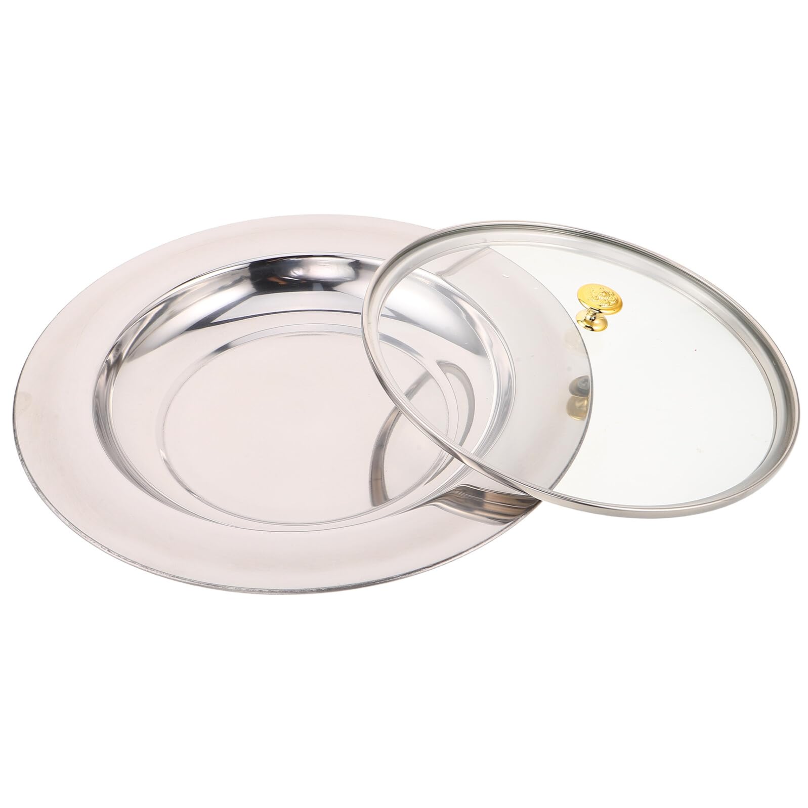 Set Vassoio per Pane della Comunione in Acciaio Inox con Coperchio in Vetro Piatto per Distribuzione Comunione Chiesa Forniture per Cerimonie Religiose Indoor e Outdoor