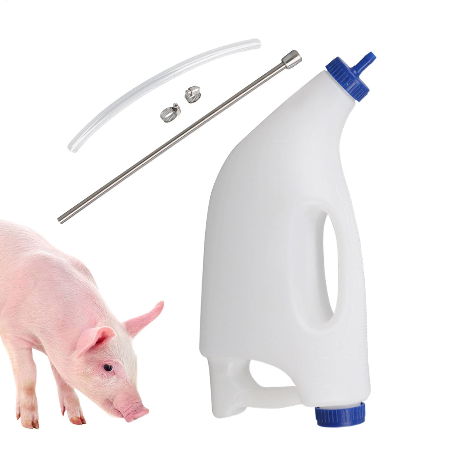 Biberon pour Veau, Mouton, Agneau | 4 L - Mangeoire pour Veau et Vache - Tube d'alimentation pour Animaux de la Ferme - pour Nourriture, Allaitement, chèvres, agneaux, Chiots