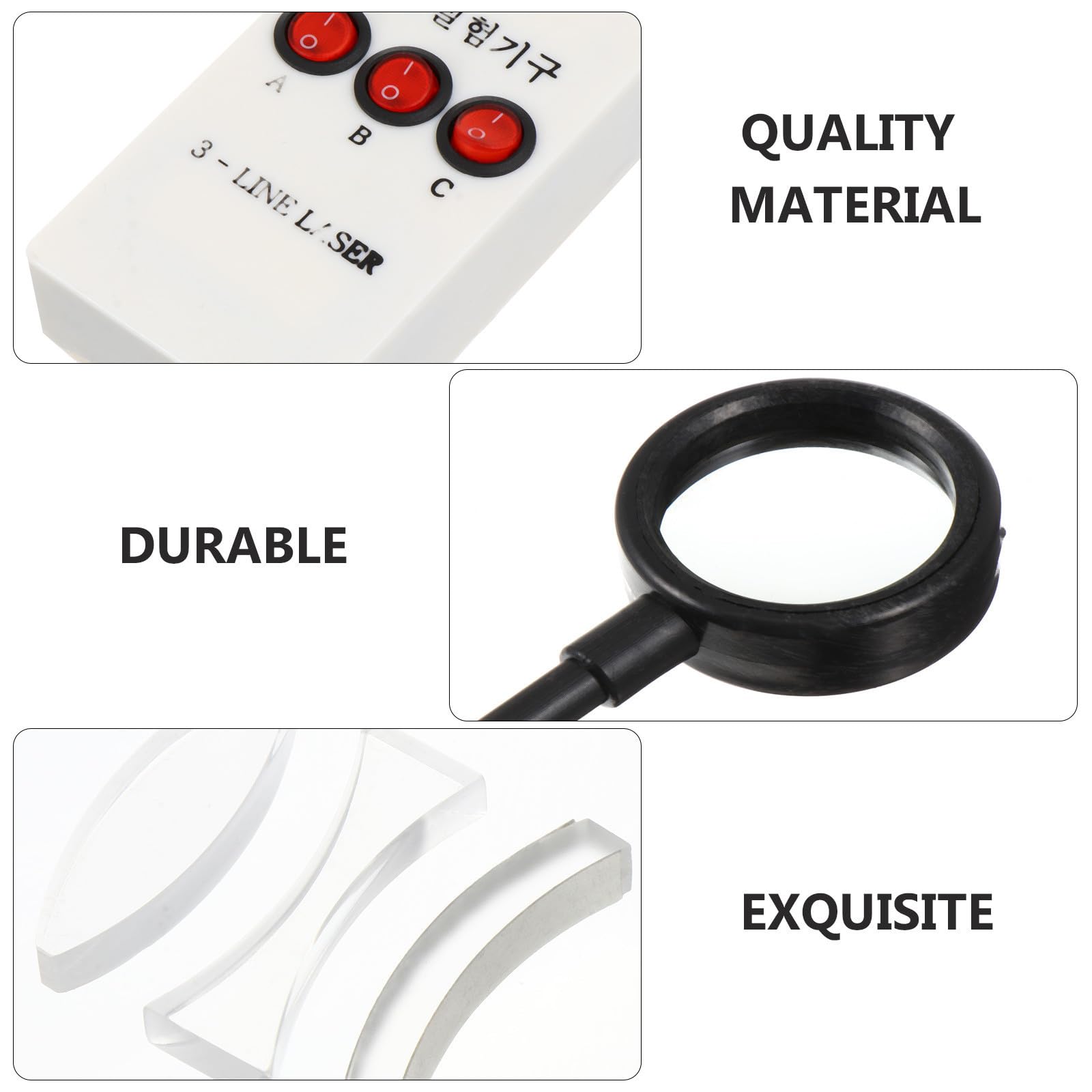Kit D’expérimentation Optique Physique 17 Pièces en Plastique et Verre Couleur Aléatoire | Prisme, Lentille Convexe et Miroir Concave, pour Apprentissage Scientifique des Garçon et Filles, Réglage Couleur Aléatoire
