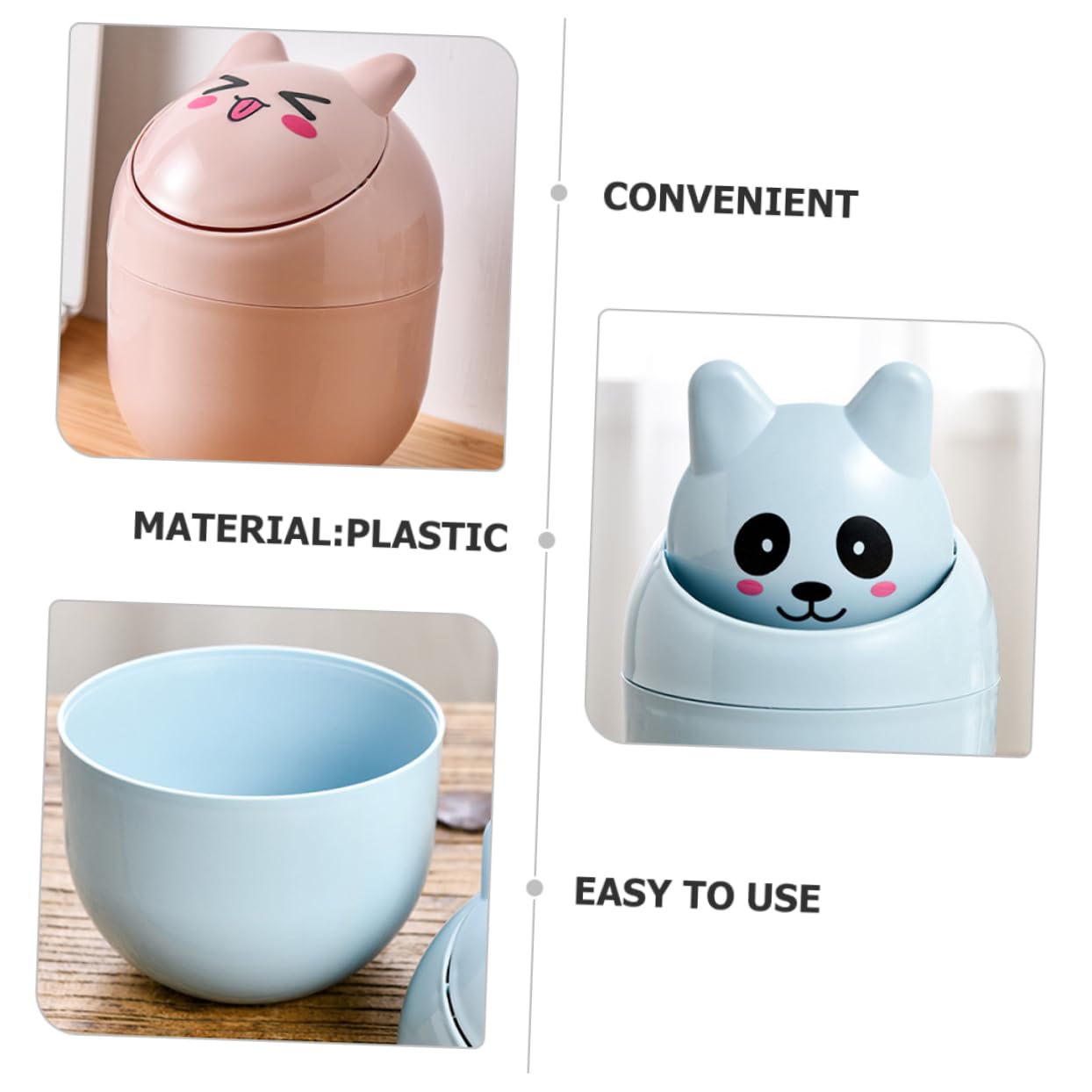 2pcs Mini Desk Trash Can Lid Room Accessories for Office Home Nordic Style Decorative Small Garbage Can