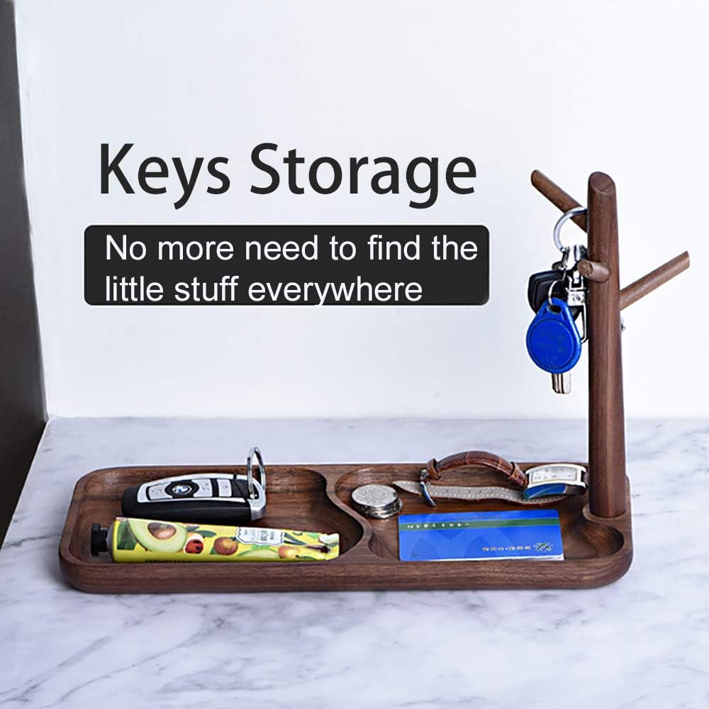 Wood Catchall Tray Home Decor Key Tray Ring Holder Jewelry Tray Trinket Dish Wooden Perfume Tray for Dresser Decorative Catch All Vanity Tray Organizer