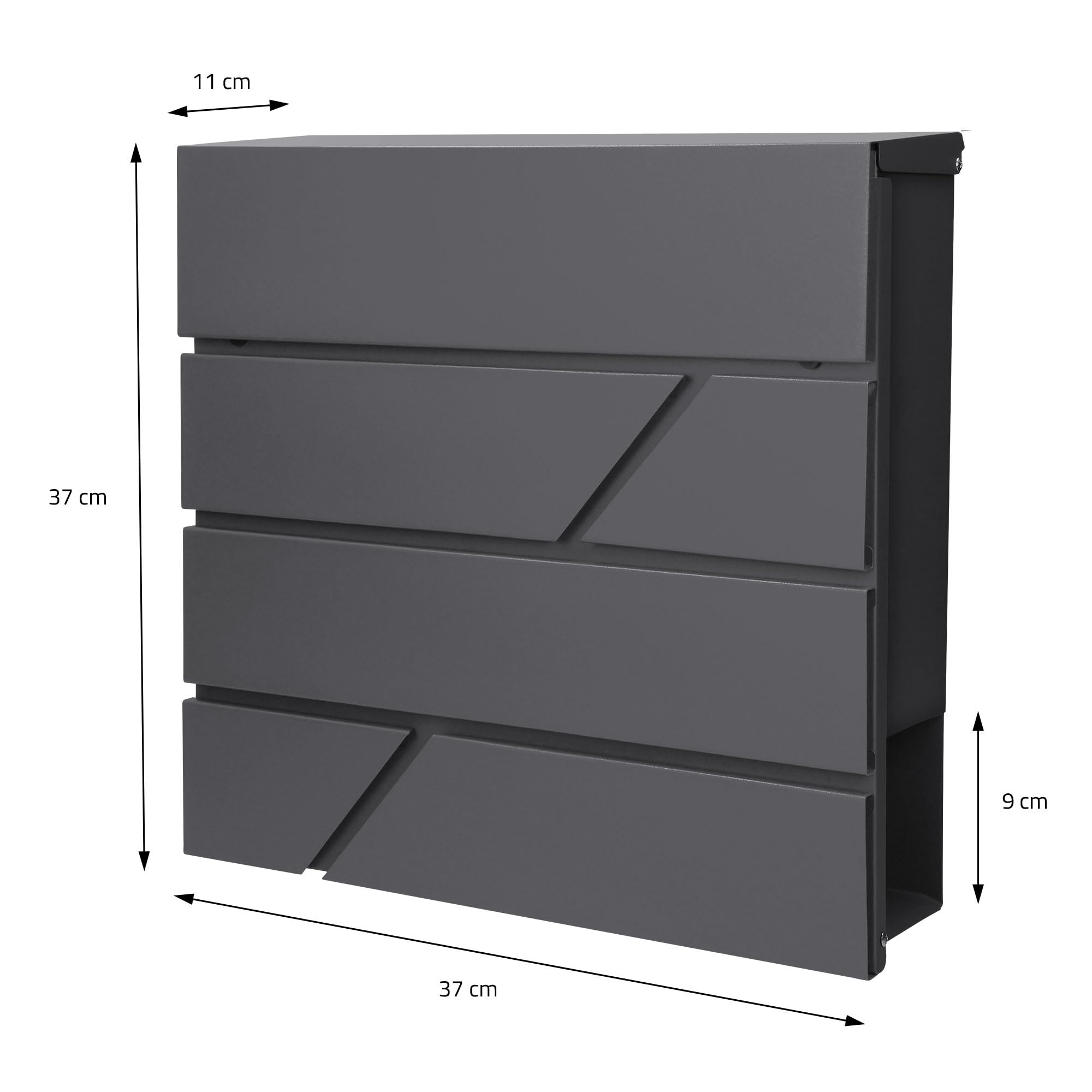 ECD Germany Buzón de Acero Inoxidable Antracita Base Autoportante Exterior con Soporte Poste Antracita Casillero Moderno con Compartimento para Periódicos y Cerradura con 2 Llaves Incluidas