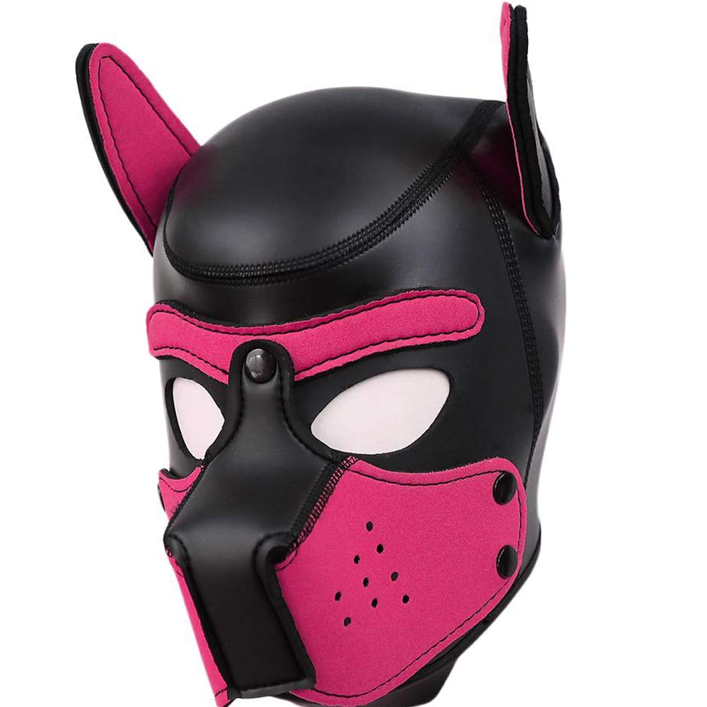 Afus Puppy Mask Dog Mask Adult Cosplay Full Mask with Ear (Pink XL)