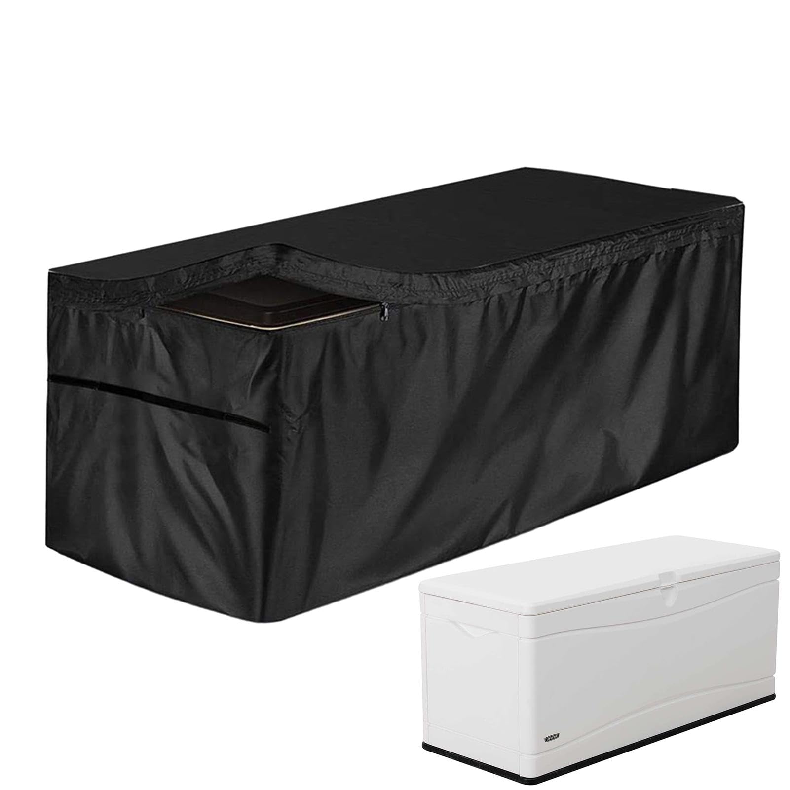 Housse Boîte Terrasse Étanche En Oxford 210D - Coffre Rangement Extérieur Avec Fermeture À Glissière - Boîte À Coussins Patio Jardin