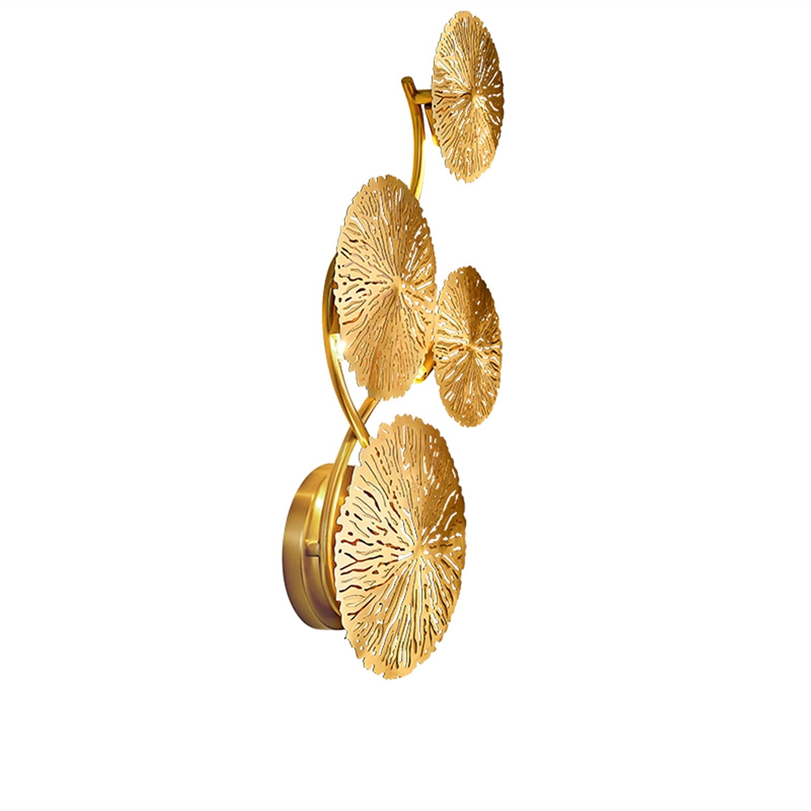 ZXTIIEUF Copper Lustre Gold Leaf Wall Lamp V-intage Retro Bedside Living Room Art Decor Home Lighting Sconces G4 Bulb Chandeliers Modern