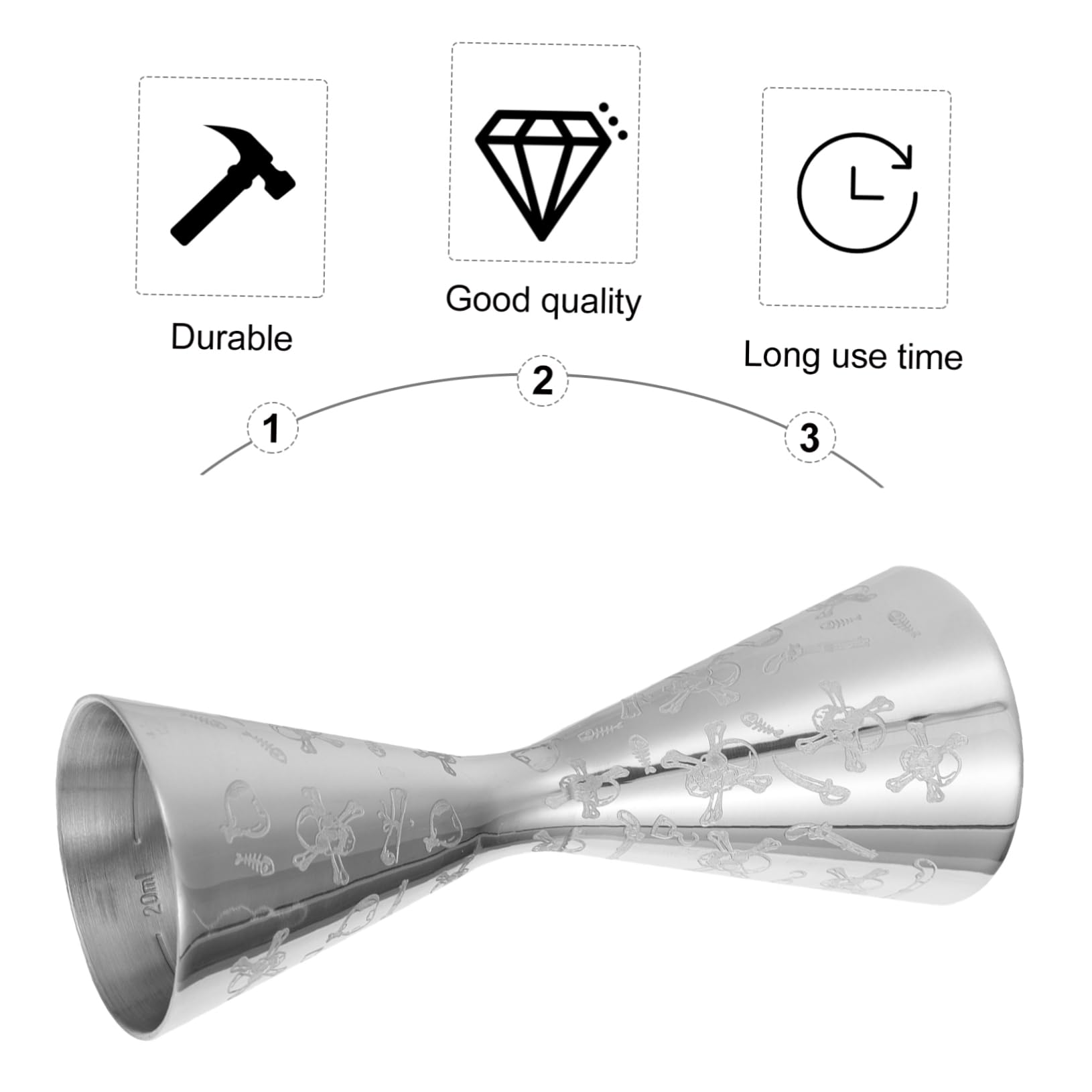 1pieza Copa Medidora De Cóctel De Acero Inoxidable Jigger Doble Para Bebidas Herramienta De Bar Profesional Para Restaurantes y Servicio De Cócteles