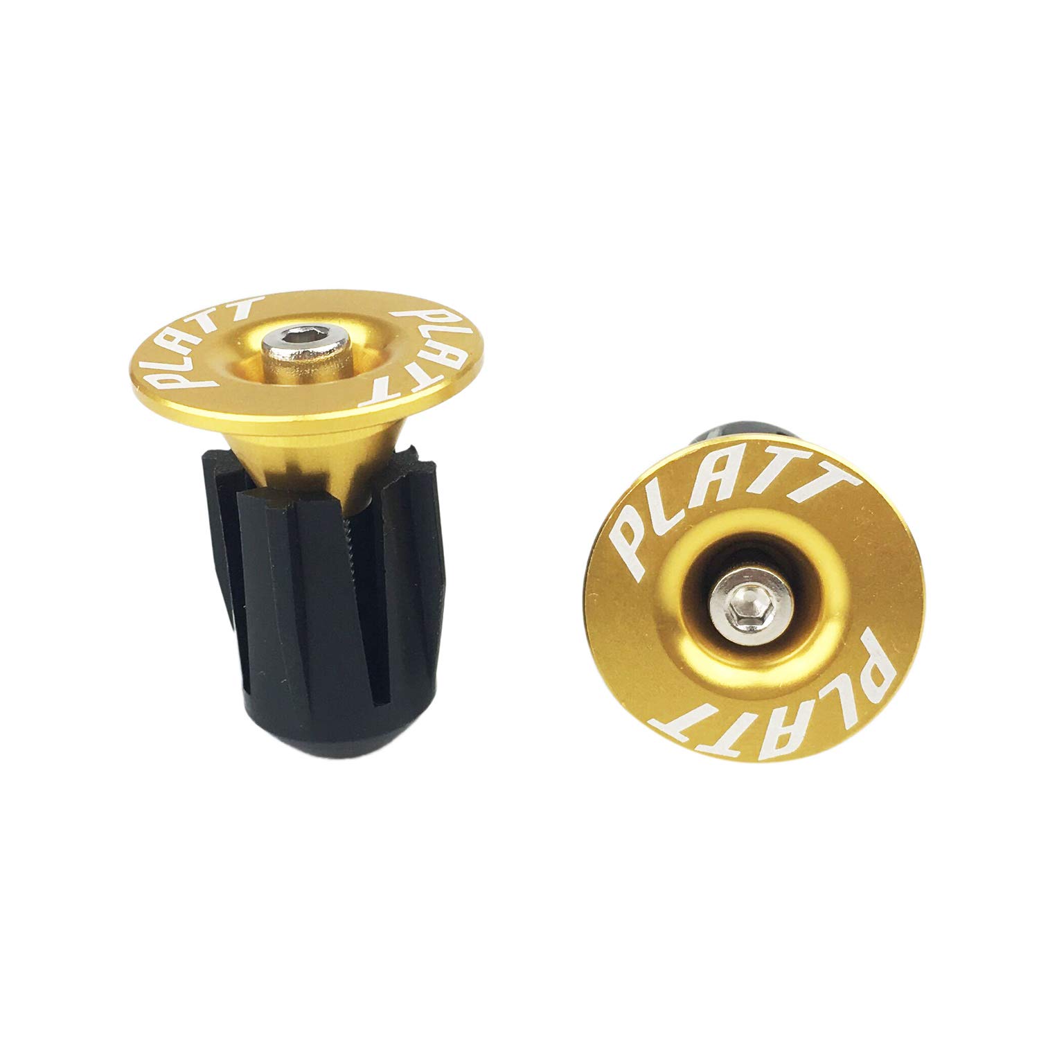 Platt - Tappi terminali per manubrio in alluminio, per mountain bike, bici da strada, BMX, 1 coppia, colore: oro