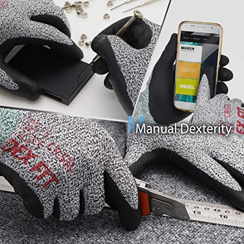 Dex Fit Level 2 Cut Resistant Gloves Cr533 - Firm Non-Slip Grip; Thin & Lightweight; Durable & Foam Coated; Soft & 3D-Comfort Fit; Washable; Grey 8 (M) 1 Pair #TOP4