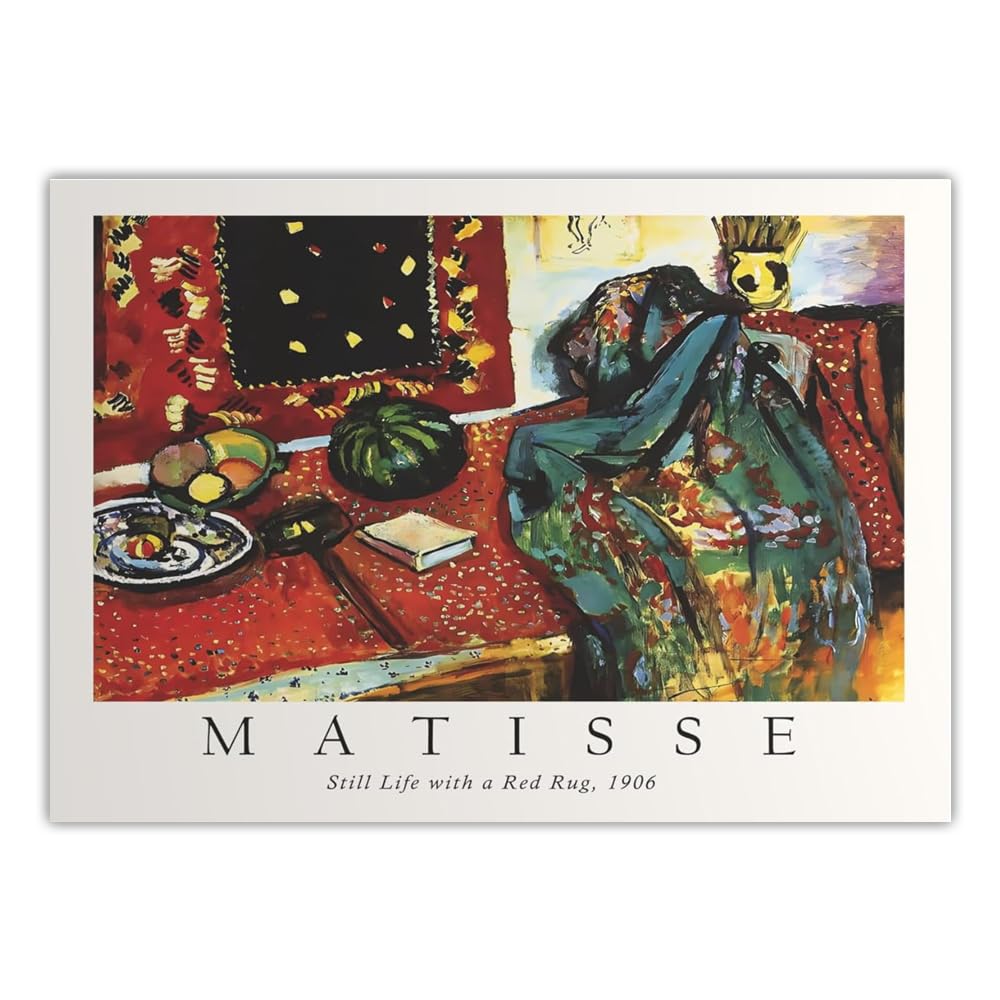 Rikin Liuff Famous Henri Matisse Wall Art Henri Matisse Red Rug Poster and Prints Abstract Canvas Painting for Bedroom Wall Picture Decor 40x55cm Frameless