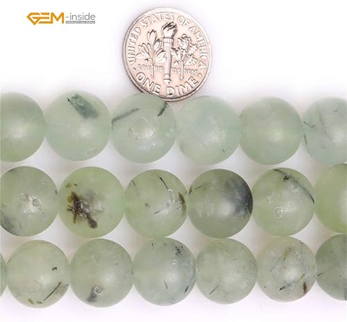 Miniatura 9 de GEM-Inside - Cuentas redondas de piedra natural de 0.394 pulgadas (0.394 in) con ojo de tigre verde esmerilado, mate, sin pulir, para hacer joyas,
