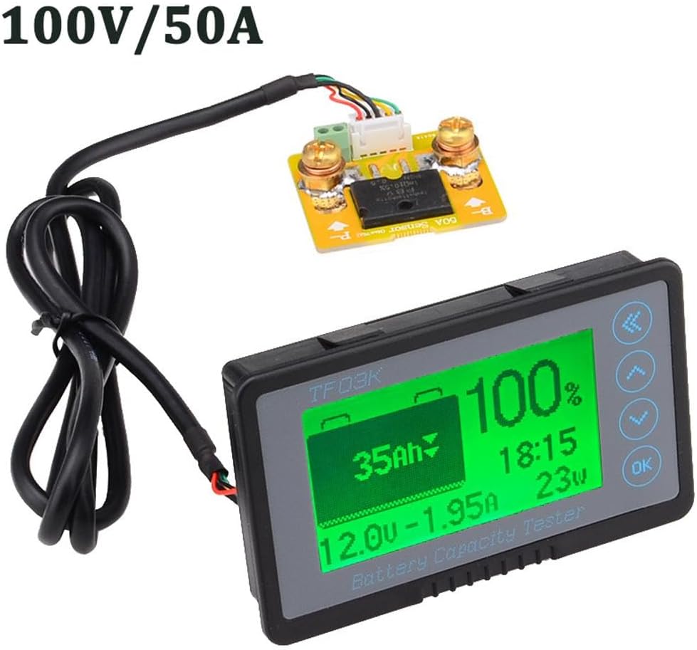 Multifunction Battery Monitor, 50A / 100A / 350A / 500A Digital Battery Capacity Tester, 100V Ah or mAh Battery Indicator 1Pcs