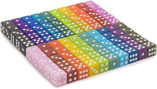 Miniatura 1 de Paquete de 100 dados de seis caras a granel, tamaño estándar de 0.630 in, ideal para juegos de mesa, juegos de casino y juegos de rol de mesa,