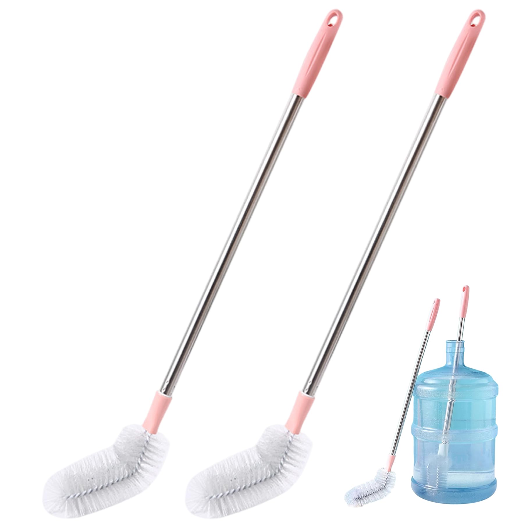 Spazzola per bottiglie, spazzola a forma di L con manico da 2 pezzi, con foro per appendere per brocca d'acqua da 3 e 5 galloni, lunga 28x3 pollici