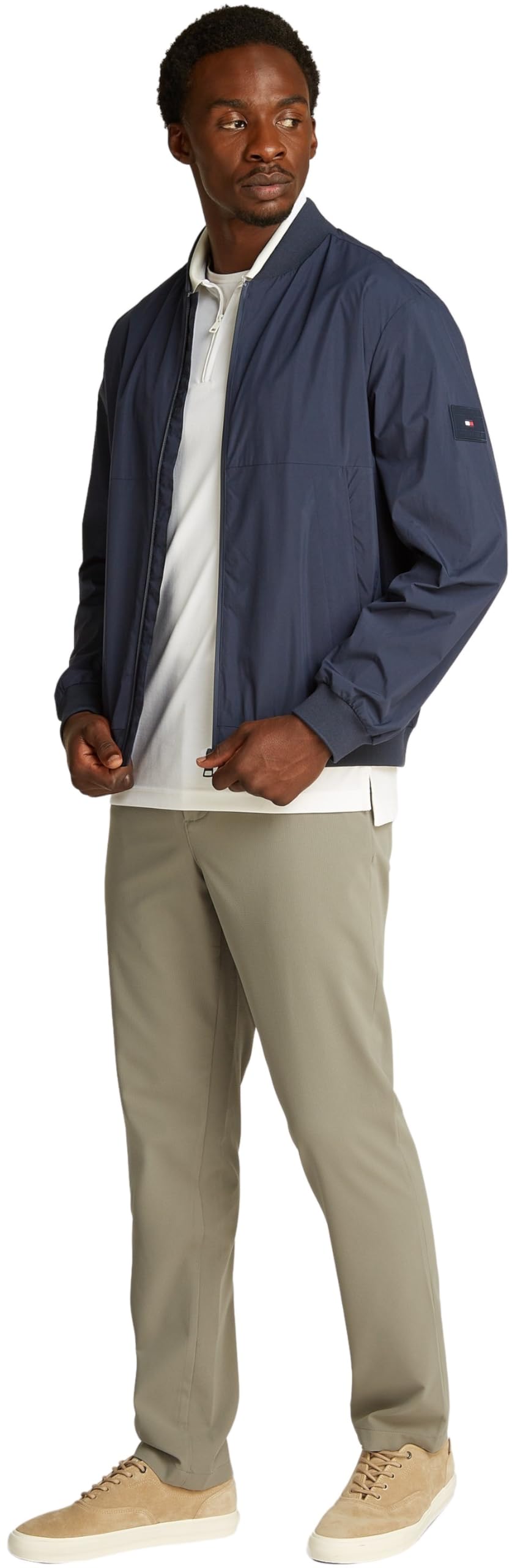 Tommy Hilfiger Męska kurtka bomberka marki BOMBER MW0MW39199, niebieska, L, Niebieski (pustynne niebo), L