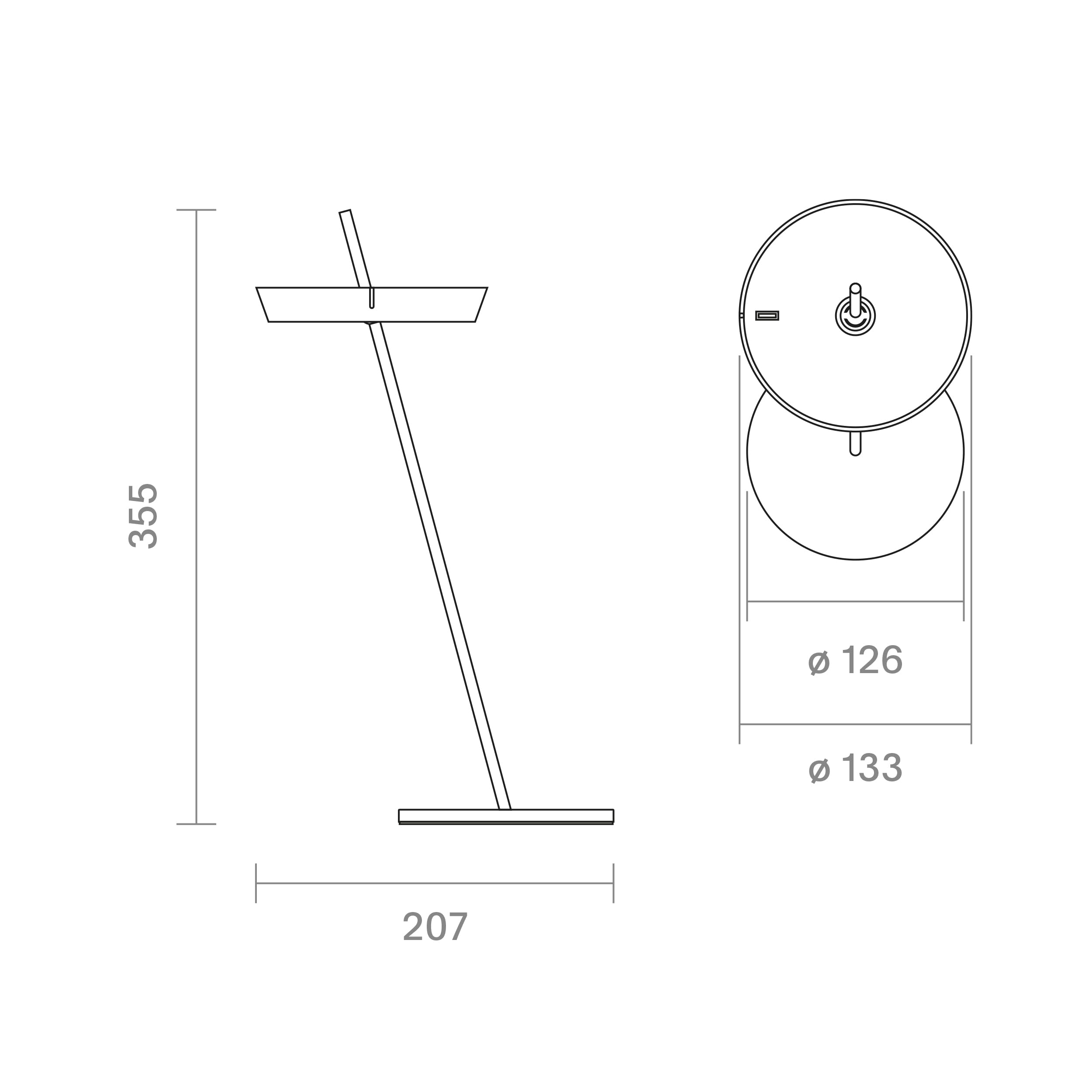 SIGOR Mahina Tischleuchte - Dimmbare LED Akku-Tischleuchte, Höhe 35,5 cm, aufladbar mit USB-C, 10 h Leuchtdauer, keramikschwarz