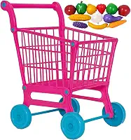 Carrinho de Mercado Compras com Legumes de Brinquedo Rosa