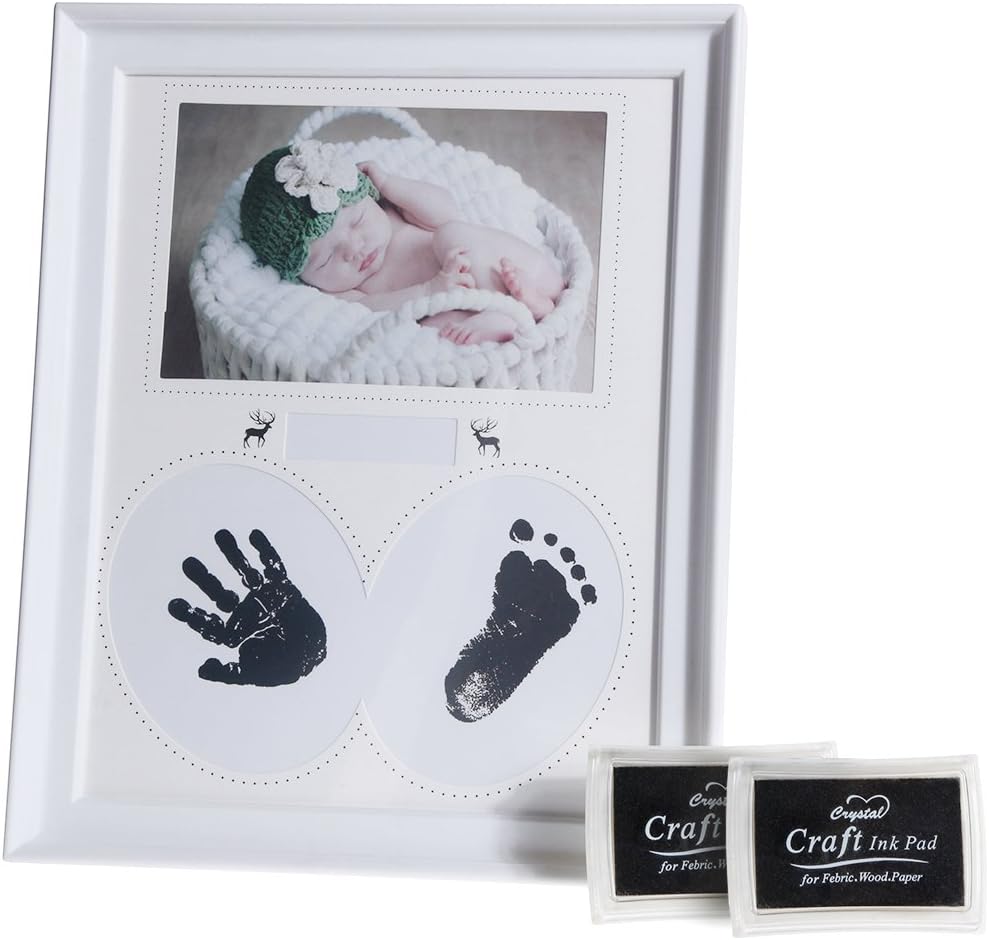 Faburo Baby Handprint Kit & Footprint Photo Frame Baby Shower Gifts Memorable Keepsake Box Decorations
