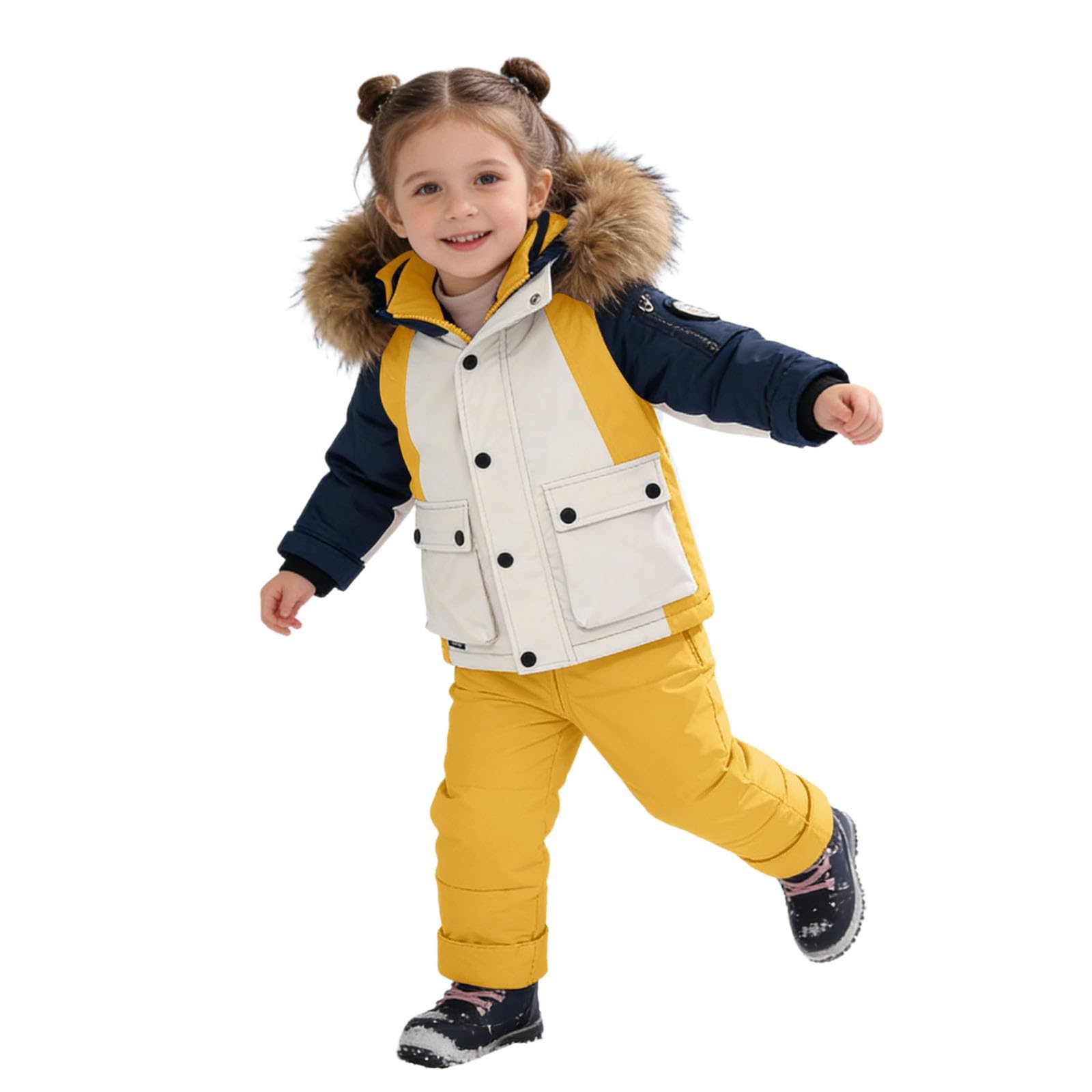 Genérico Mono De Nieve NiñA,Traje De Nieve De Invierno Aislante para NiñAs Peto De Esquí con Chaqueta para Jugar En Climas FríOs