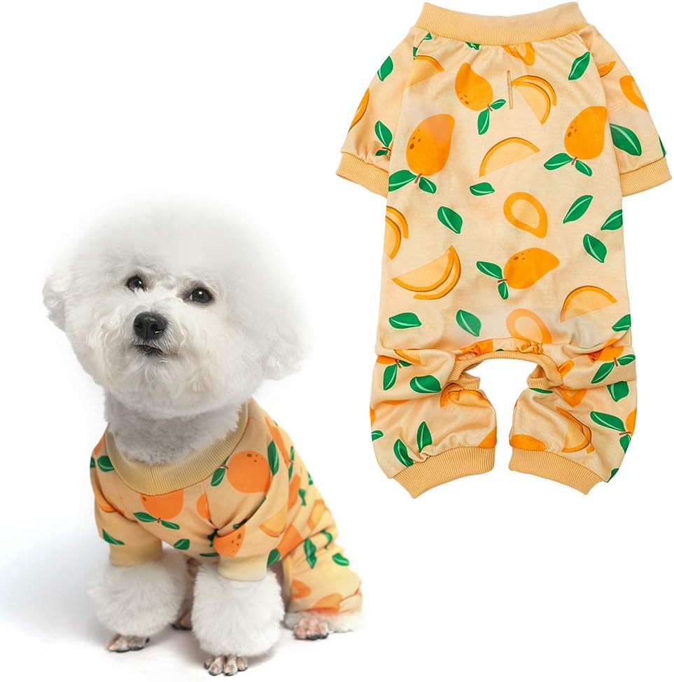 SCENEREAL Soft Dog Pajamas - Adorable Dog Apparel Jumpsuit, Cute Pet Clothes Dog Pjs with Fruit Pattern, Fashionable Lightweight Puppy Jumpsuit for Small Medium Dog Wearing