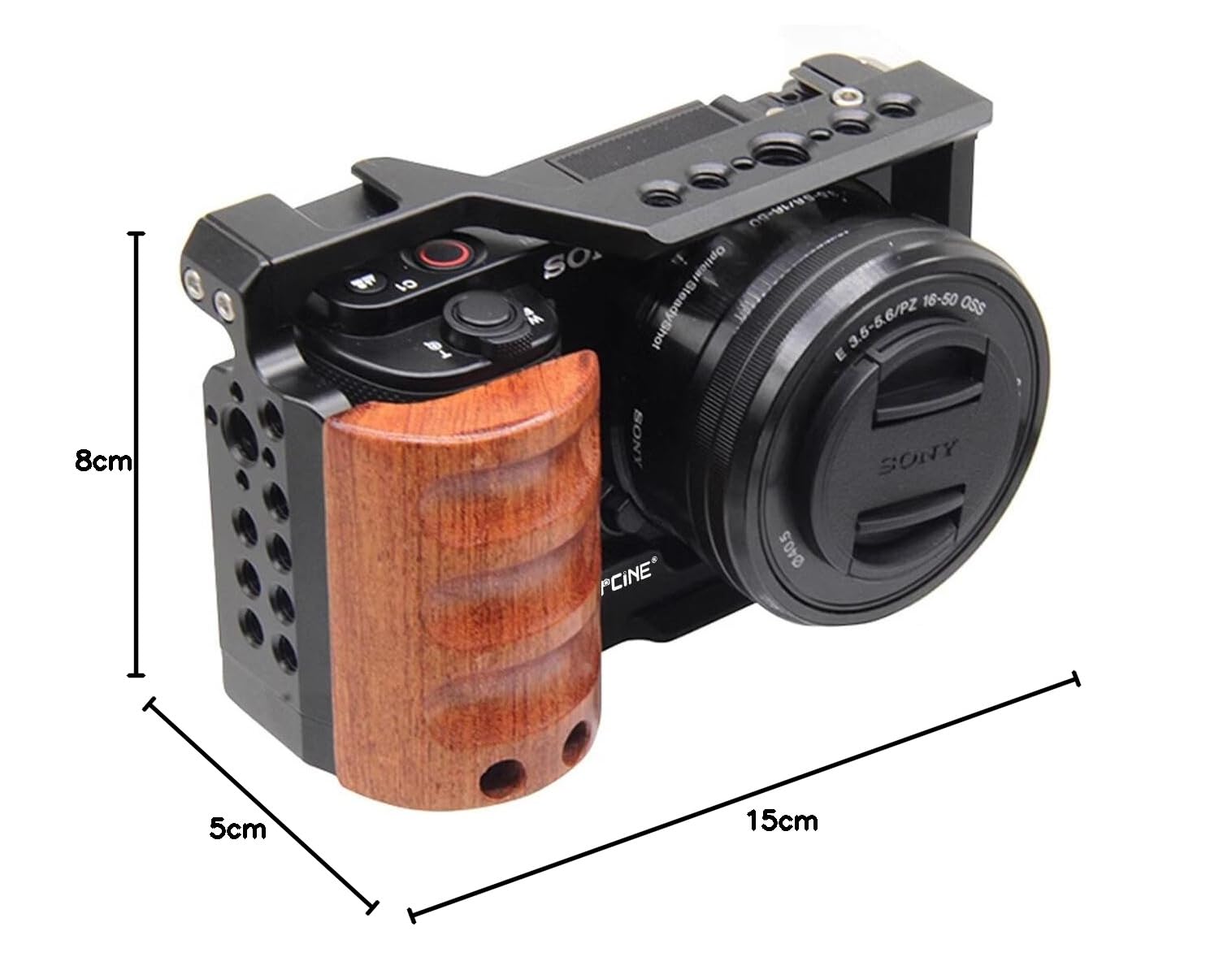 Kit gabbia ZVE10 compatibile per fotocamera Sony AlphaZV-E10 gabbia completa con impugnatura laterale in legno Tophandle Supporti per scarpe fredde Multile 1/4 3/8 foro filettato in alluminio