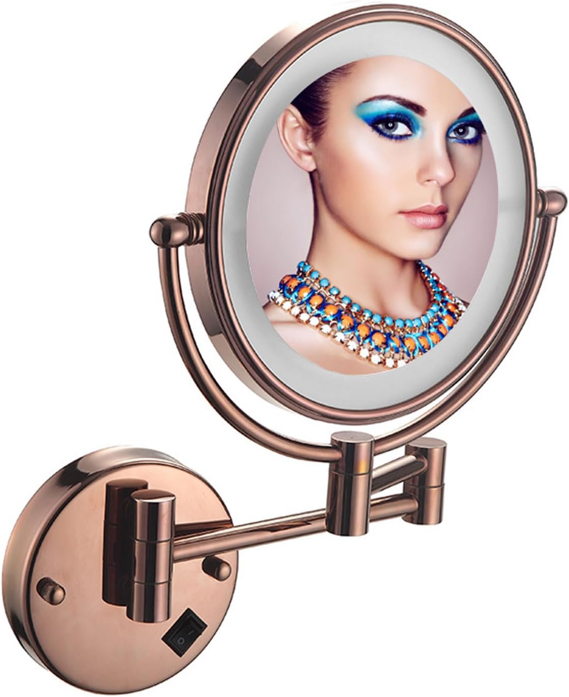 ATYUJKB Makeup Mirror Wall Mounted, Bathroom Mirrors with LED Light, 3X/5X/7X/10X