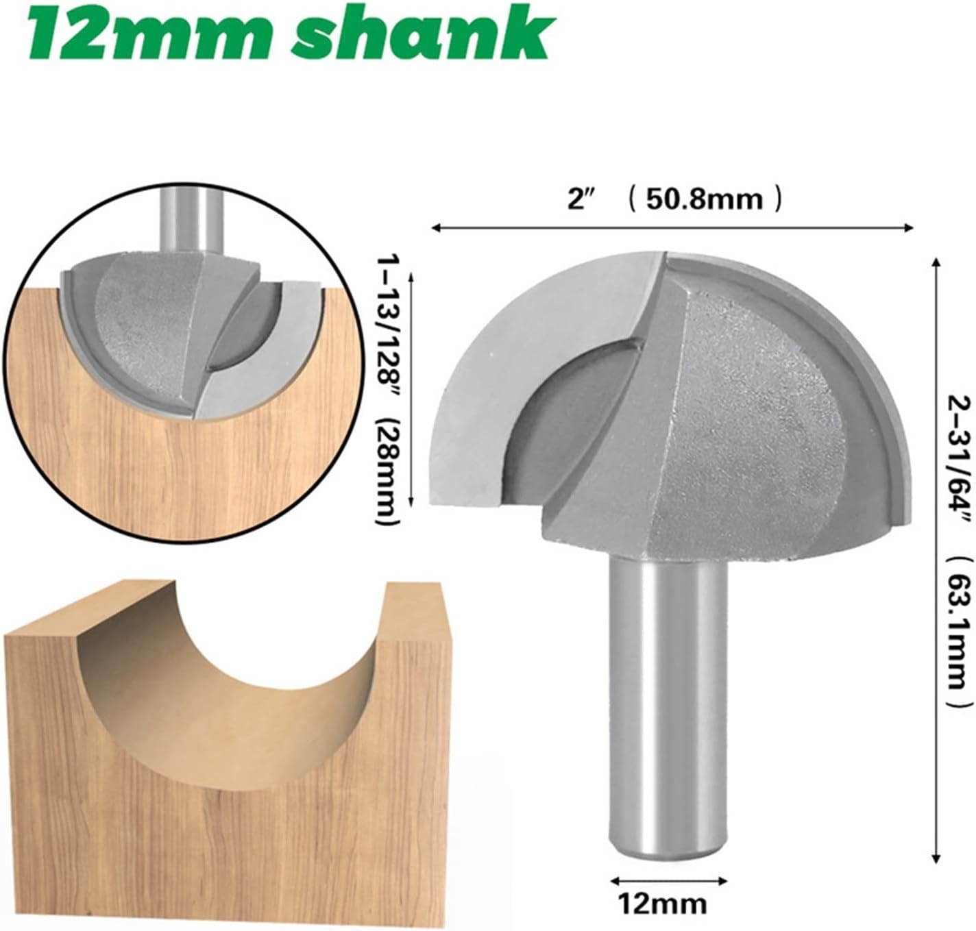 Router Bits 1 Piece 1/2 12mm Shank Woodworking Round Notch Drill Bits Tungsten Carbide Slotting Trim Router Bits For Wood Mills