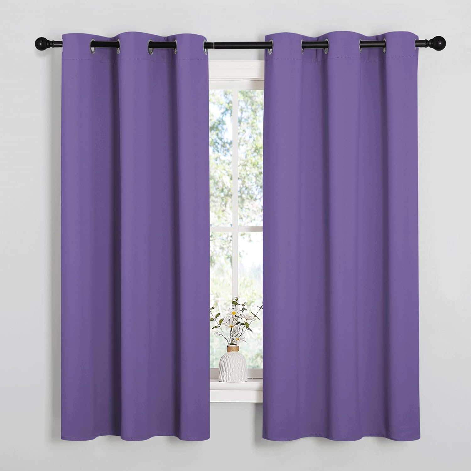 NICETOWN Bedroom Curtain Panels Blackout Draperies, Thermal Insulated Solid Grommet Blackout Curtains/Drapes (Lilac Purple, 1 Pair, 29 by 40-inch)